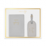 Katie Loxton Boxed Passport Holder And Luggage Tag Set Forever Exploring – Grey