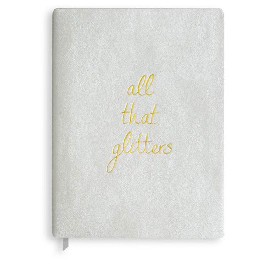 Katie Loxton Large Notebook In Shimmering Silver