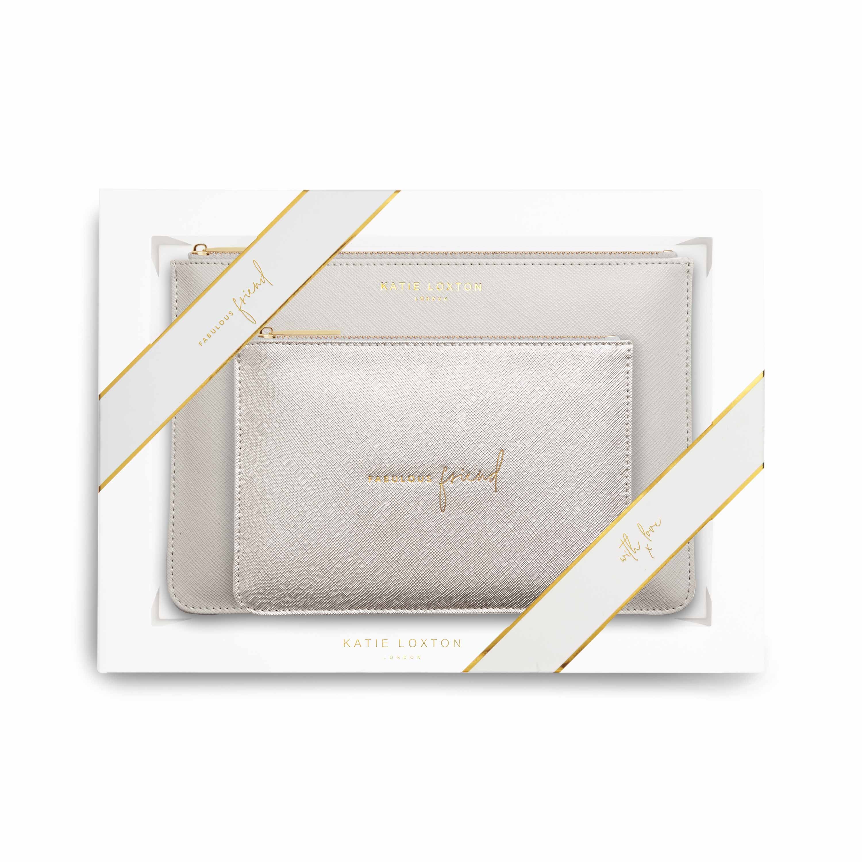 Katie Loxton – Perfect Pouch Gift Set – Fabulous Friend – Light Grey