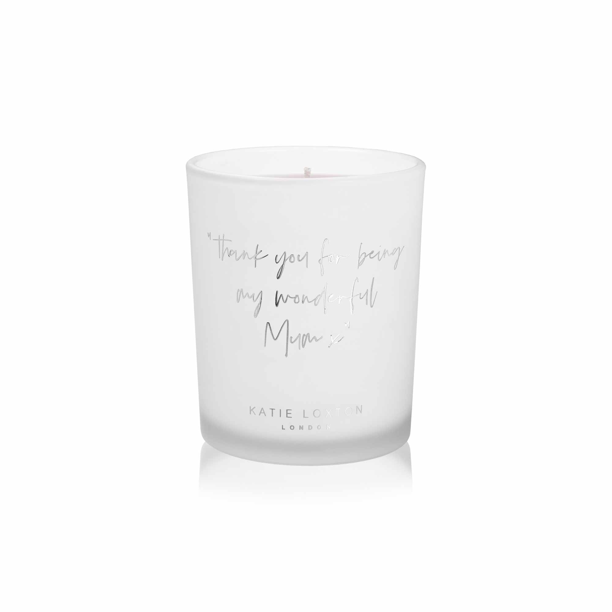 Katie Loxton Words To Live By Candle – Thank You For Being My Wonderful Mum x – Silver Foil