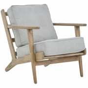Lagoon Collection Mid-Century Armchair Oak Linen Cushions