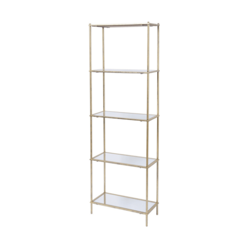 Mylas Five Tier Shelving Unit With Mirrored Panels