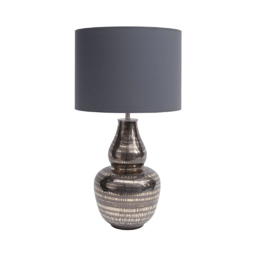 Curved Black Brown Stripe Effect Table Lamp