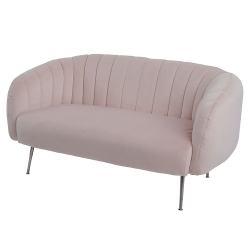 Bardolino Mink Velvet Pleated Sofa – LightPink