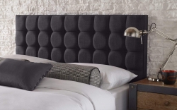 Portabello – Torino Double Headboard – Charcoal House Linen 71cm Wall Mounted – High Quality Linen – Grey – Tufted – Double 112 X 140 X 8 cm