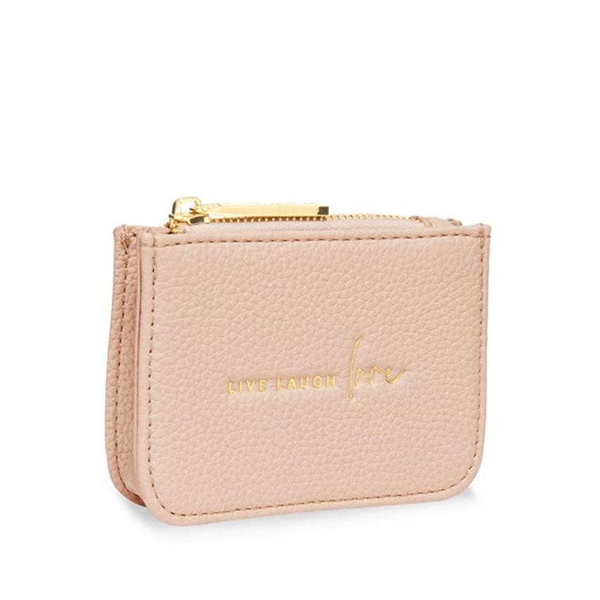 Katie Loxton Live Laugh Love Structured Coin Purse In Nude Pink