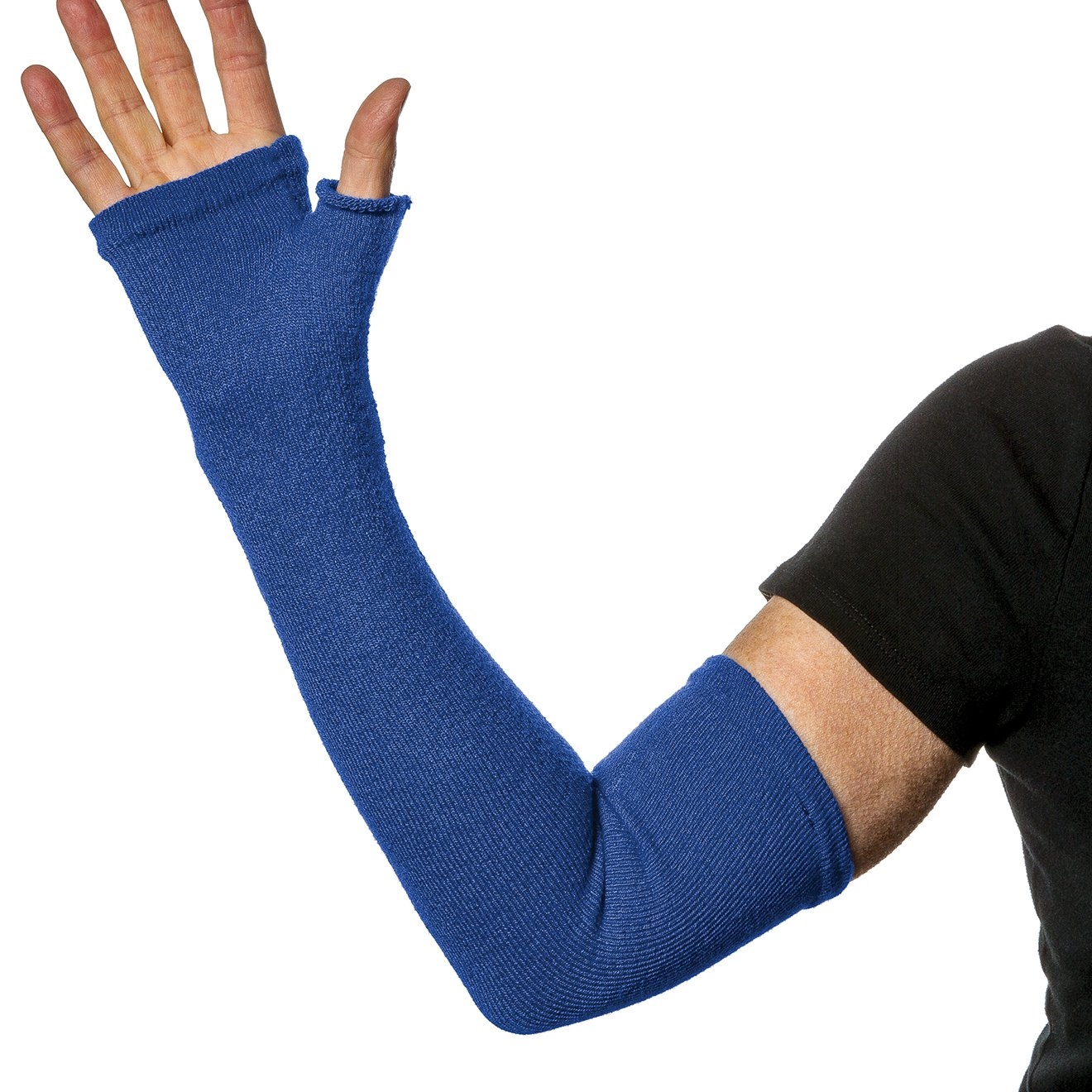 Long Fingerless Gloves for fragile and weak skin protection Royal Blue – Limb Keepers