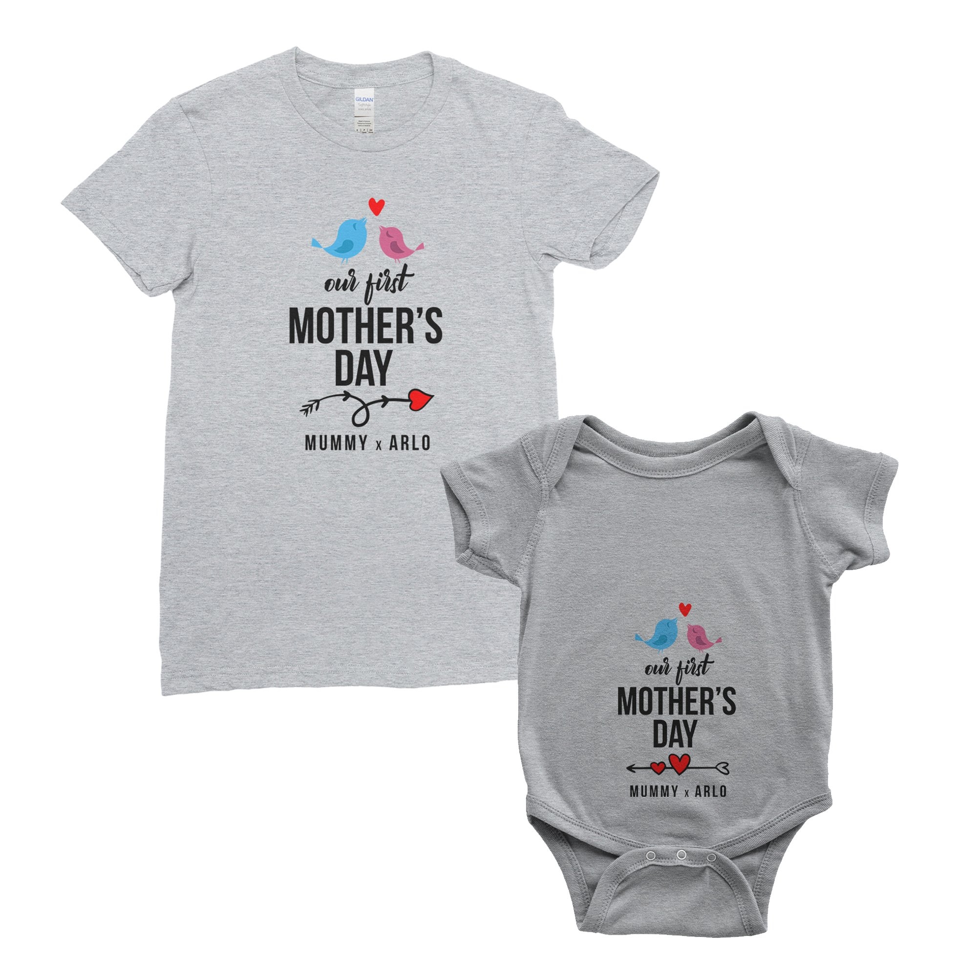 Personalised My First Mother’s Day T-Shirt Mum Baby Bodysuit Onesie Mother’s Day Gifts, Baby – 6-12 months / White – Ai Printing