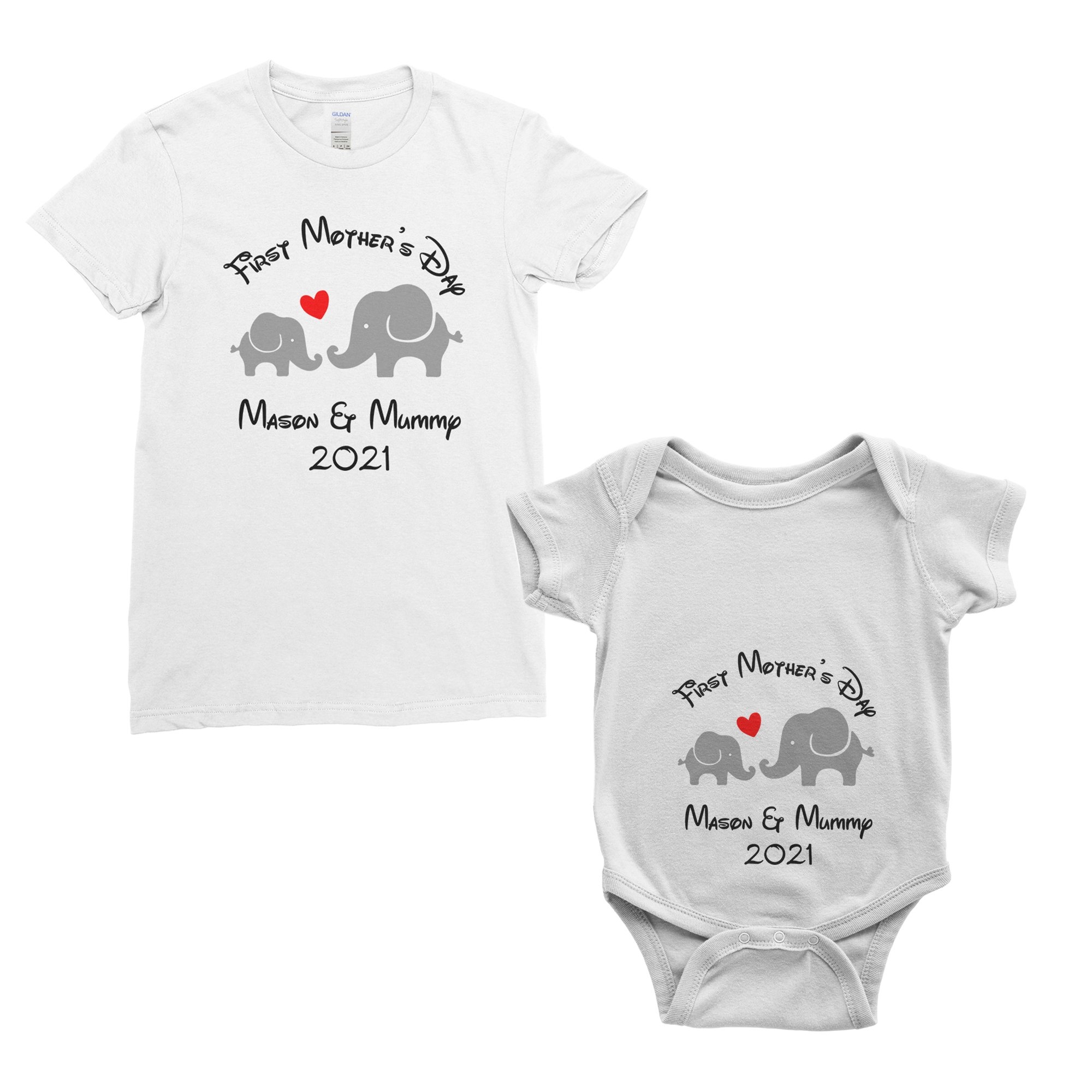 Personalised My First Mother’s Day T-Shirt Mum Baby Bodysuit Onesie Mother’s Day Gifts, Baby – 12-18 months / White – Ai Printing
