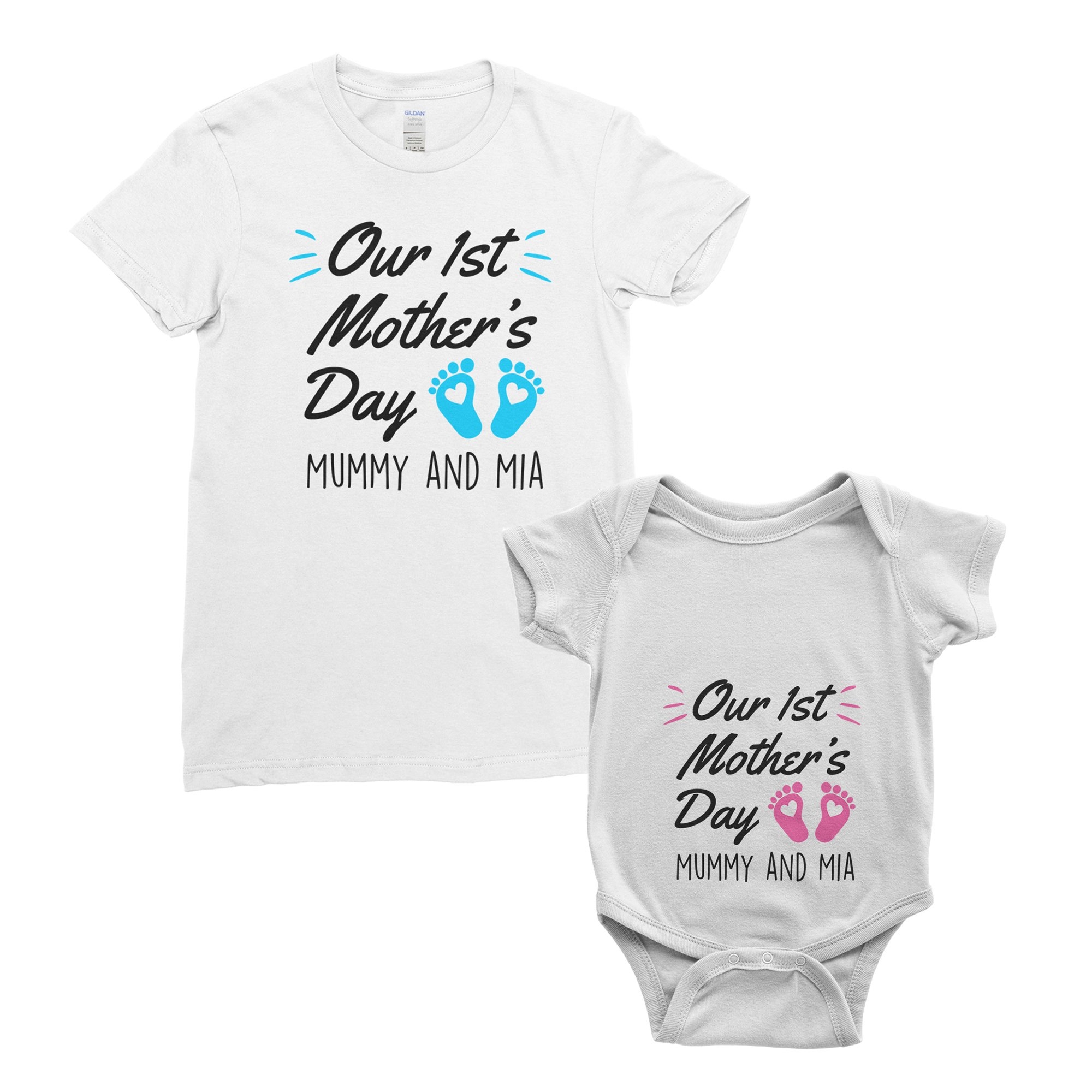 Personalised My First Mother’s Day T-Shirt Mum Baby Bodysuit Onesie Mother’s Day Gifts, Baby – 18-24 months / White – Ai Printing
