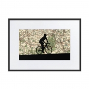 Cycling Print With Personalised Map – White – Extra Large – Personalised Maps – Atlas & I