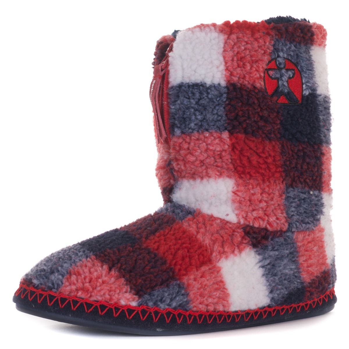 McQueen Check Sherpa Slipper Boots – Extra Large – Red / Navy / White – Men’s – Bedroom Athletics