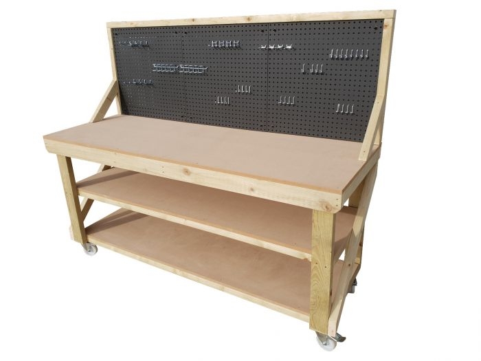 Wooden MDF Top Workbench With Peg Board – 46 piece peg kit INCLUDED!!