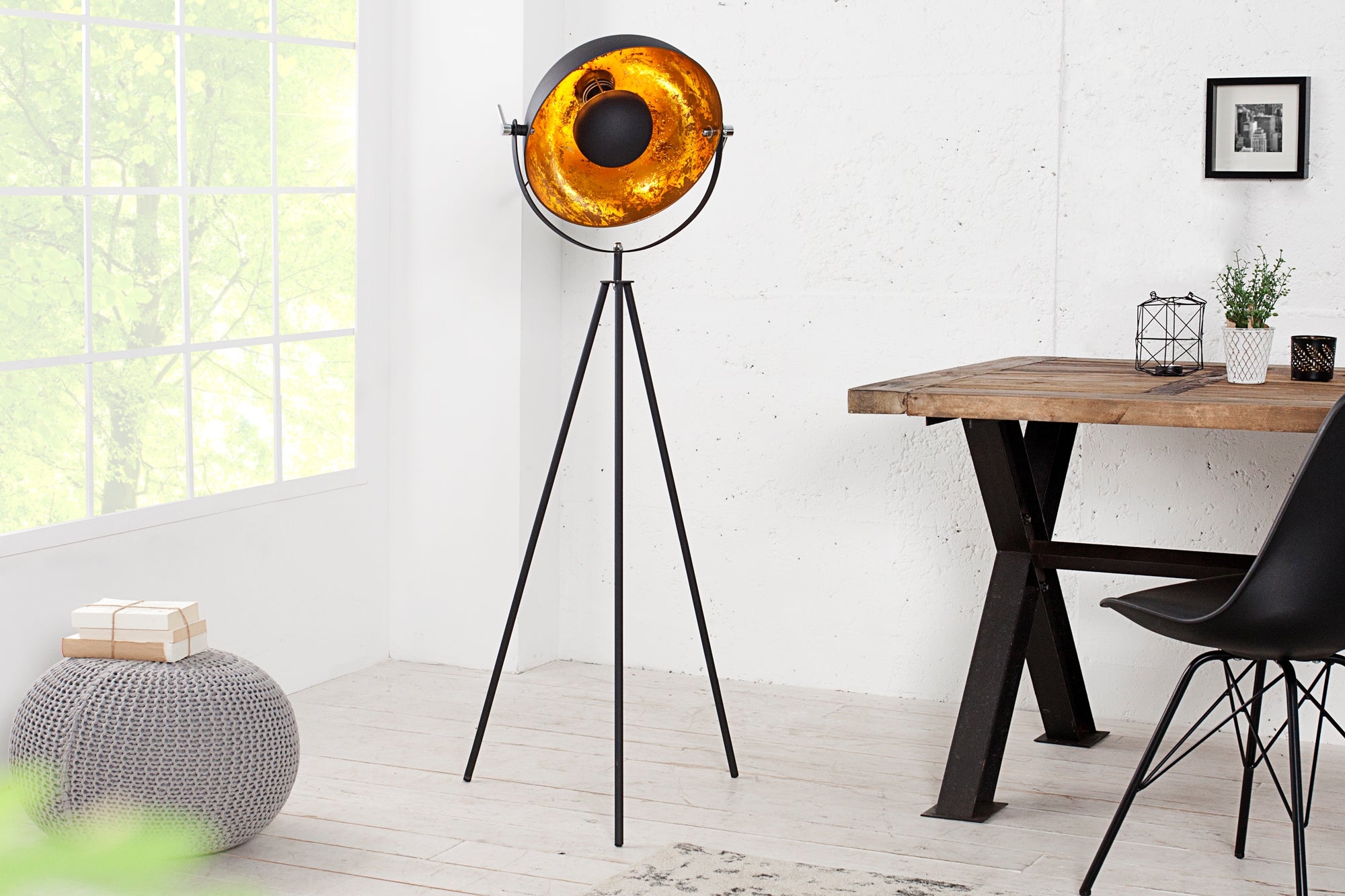 Studio Floor Lamp 145cm Black Gold – Creation Furniture