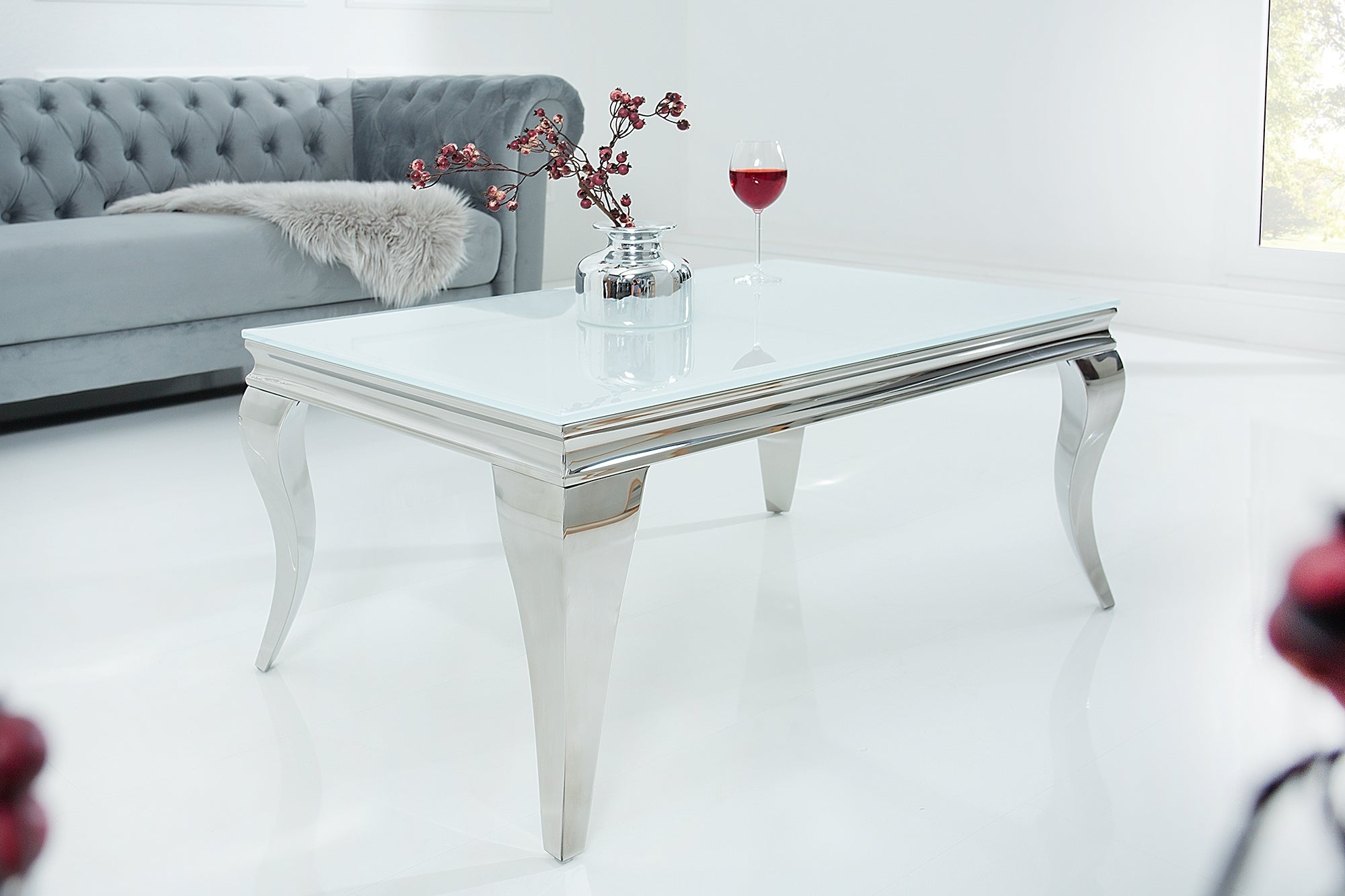 Coffee Table Belvedere 100cm White Opal Glass – Creation Furniture