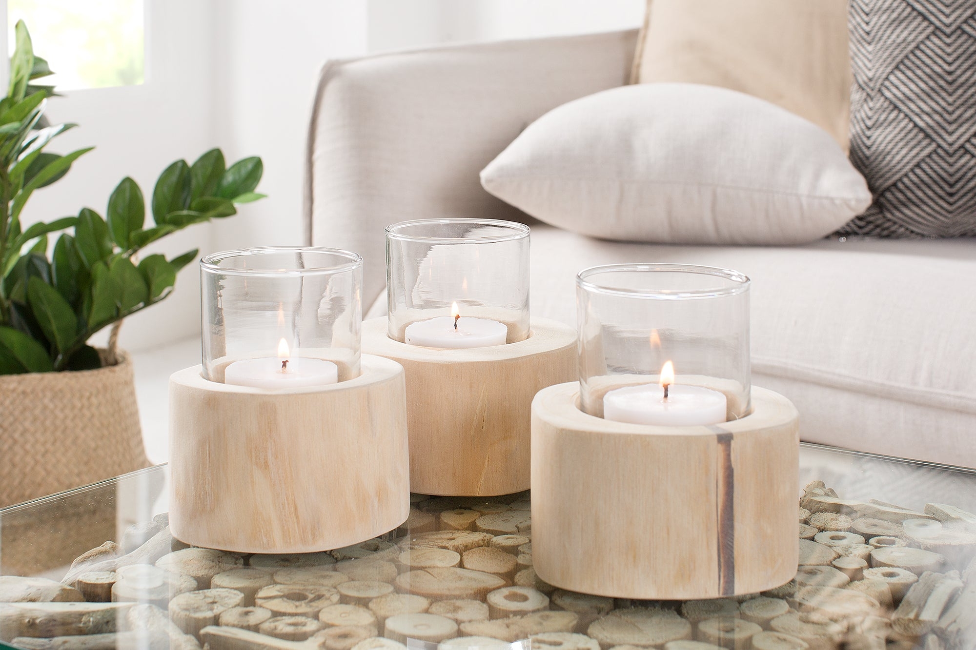 Candle Holder Limotion Set of 3 Teak Wood – Creation Furniture