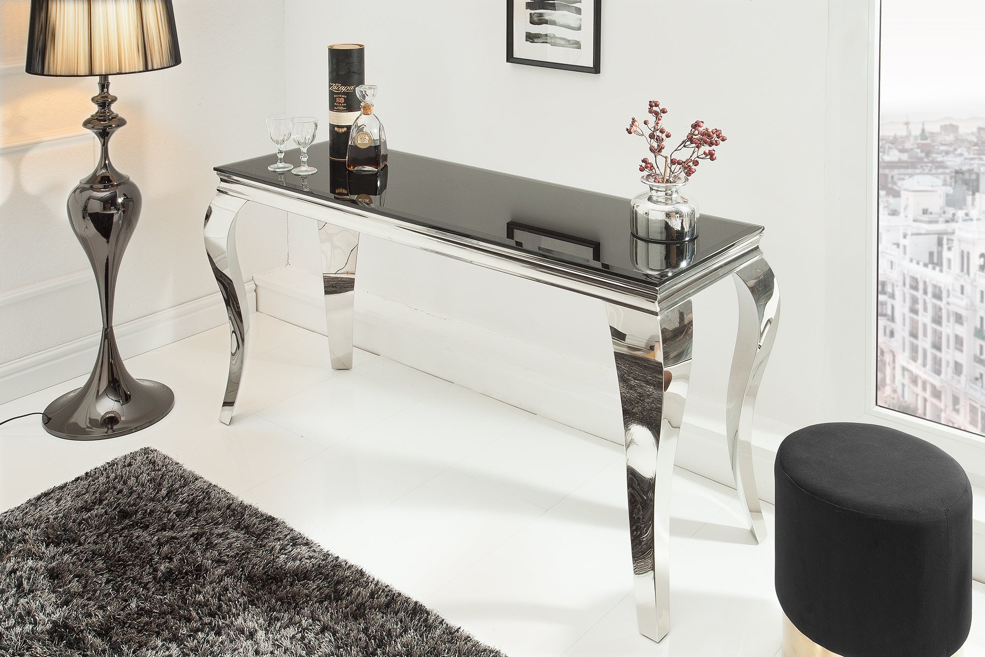 Console Table Belvedere 140cm Black Silver – Creation Furniture