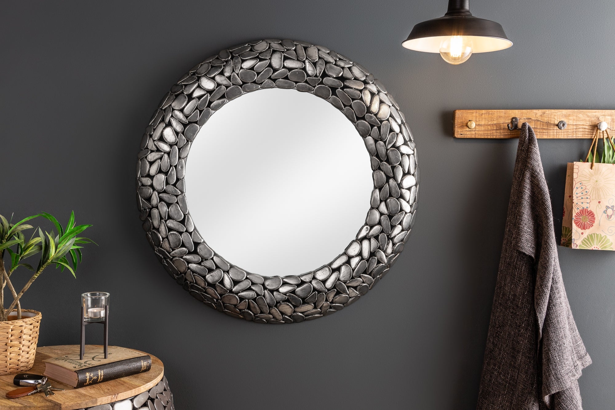 Mirror Stone Mosaic 82cm Silver – Creation Furniture