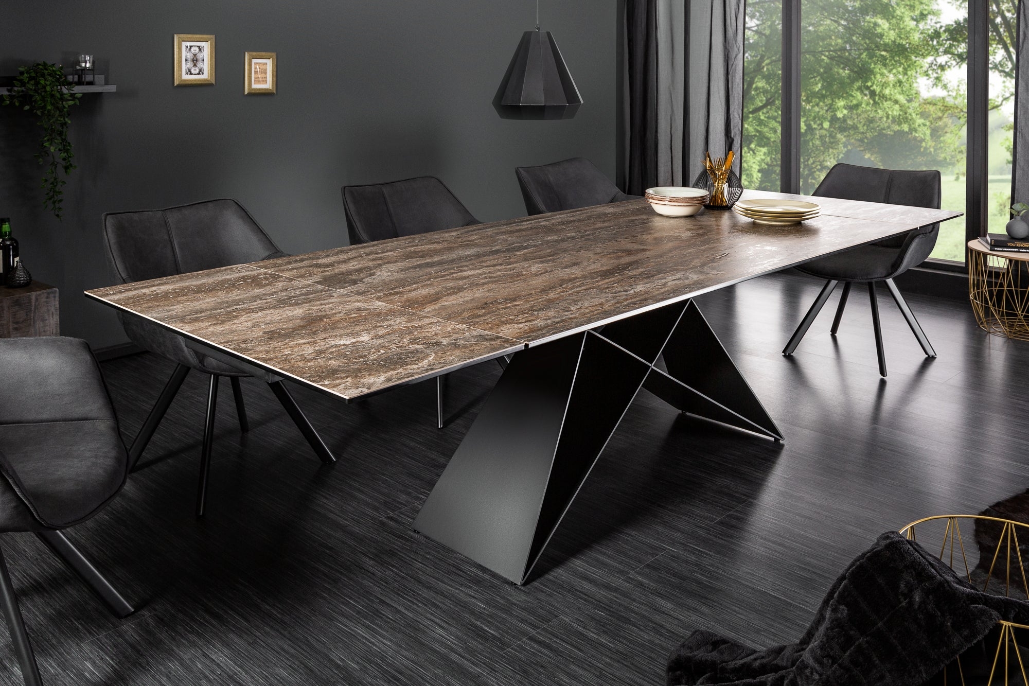 Dining Table Mercury 180-220-260cm Rust Look Ceramic – Creation Furniture
