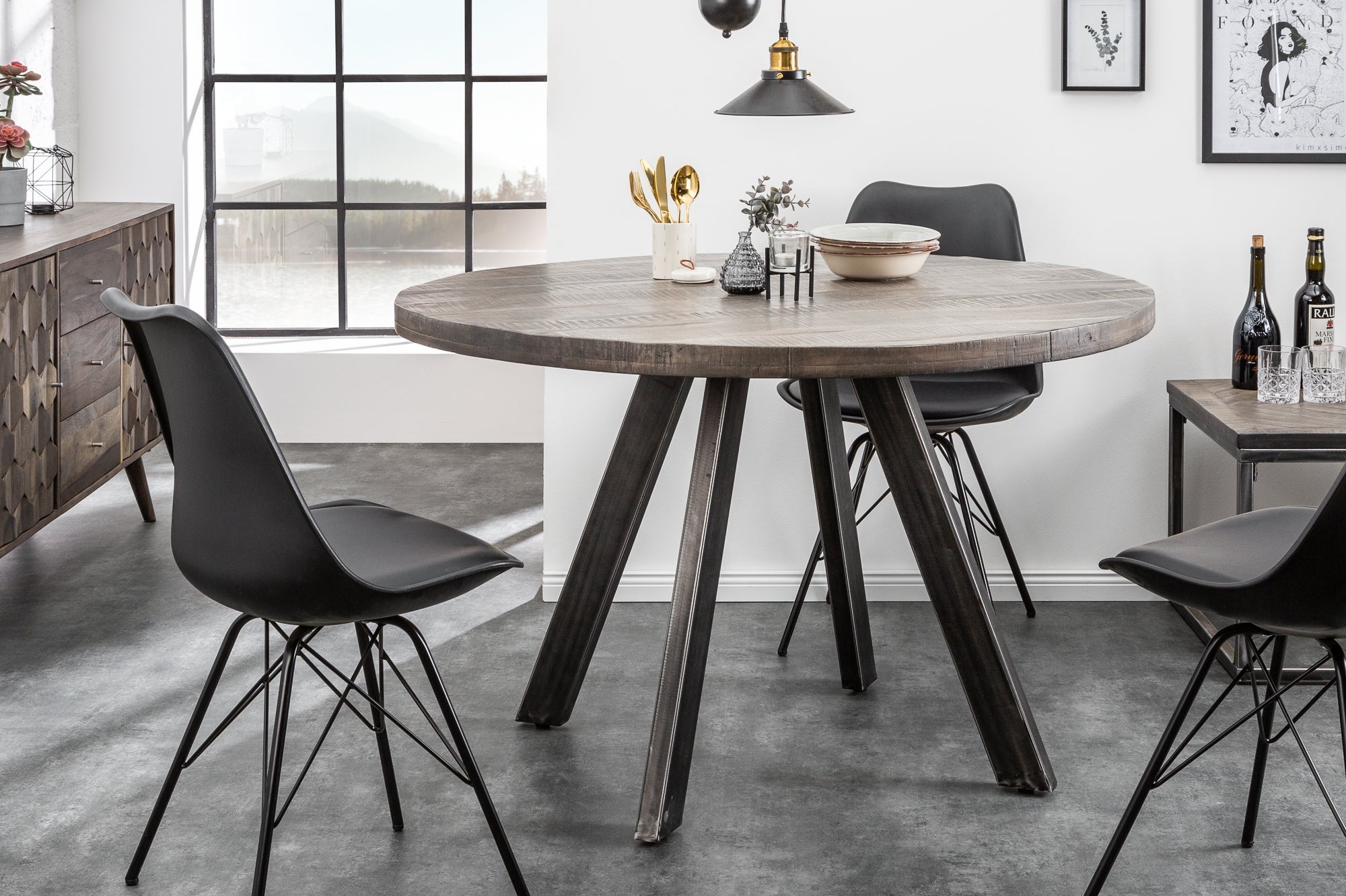 Dining Table Blacksmith 120cm Mango Grey – Creation Furniture
