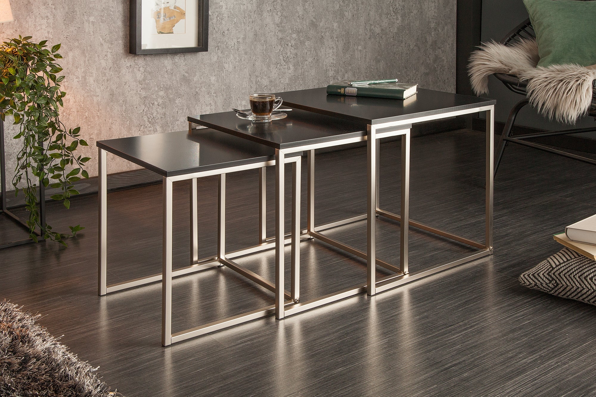 Coffee Table Elements Set of 3 Black Steel – Creation Furniture