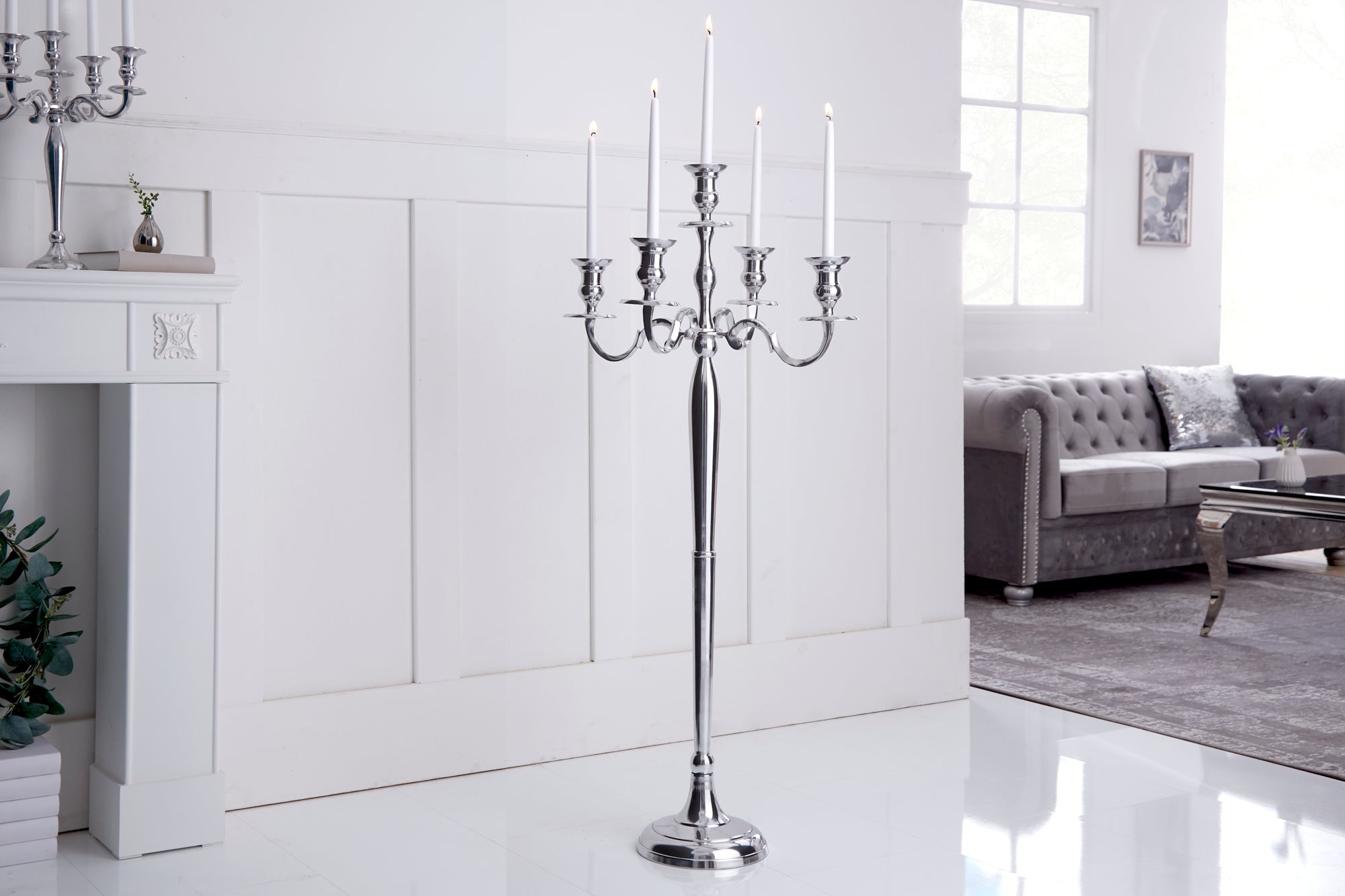 Candlestick 5-arm 120cm Silver – Creation Furniture