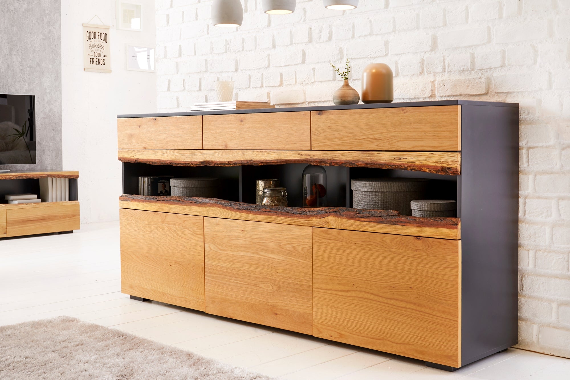 Sideboard Bergen 180cm Grey Natural – Creation Furniture