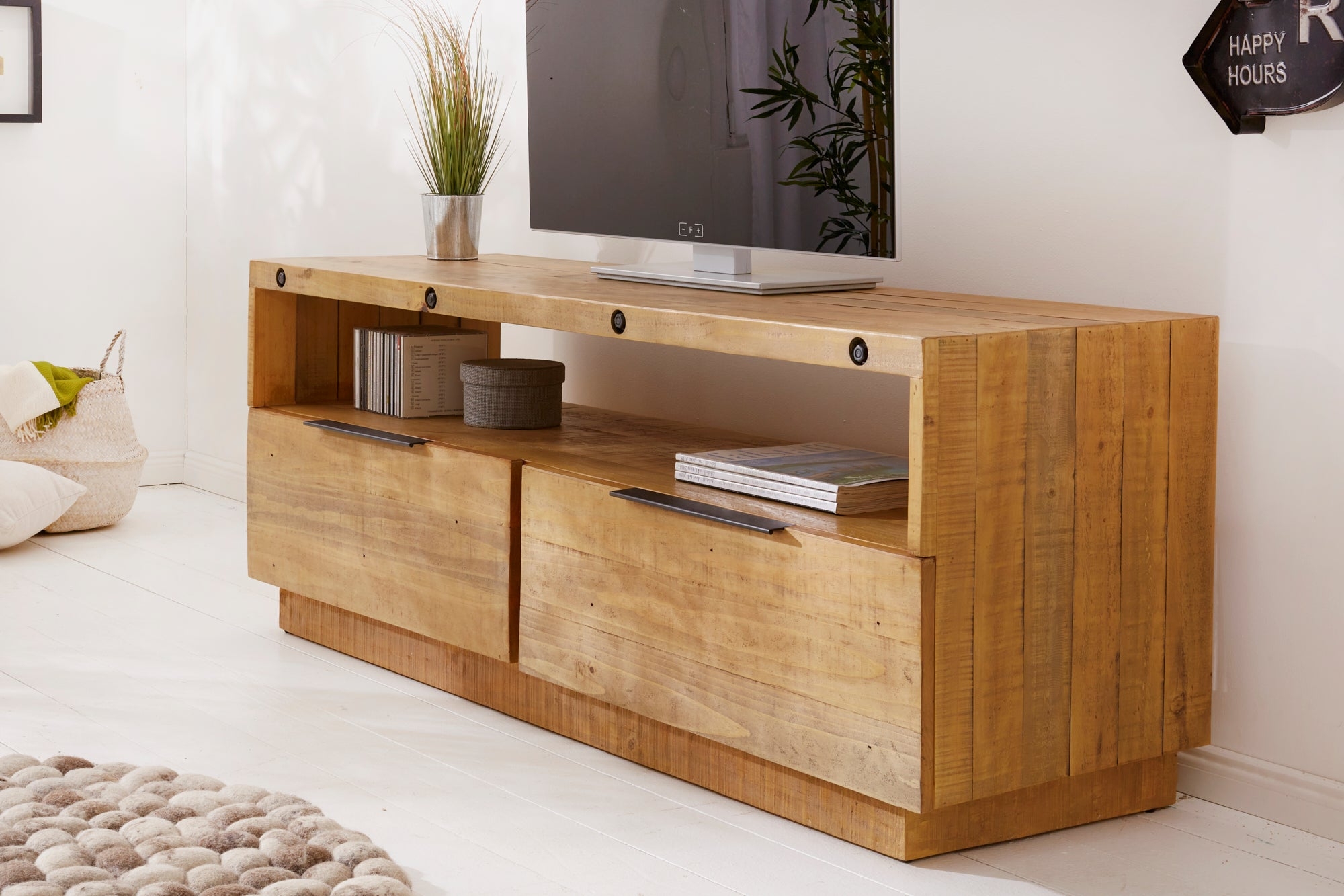 TV Stand Oslo 150cm Pine Wood Natural – Creation Furniture