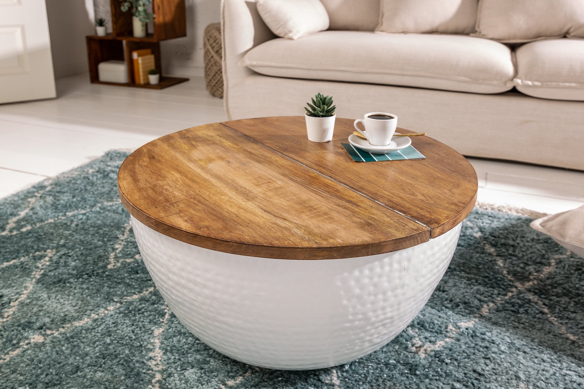 Coffee Table Orient Storage 60cm Mango White – Creation Furniture