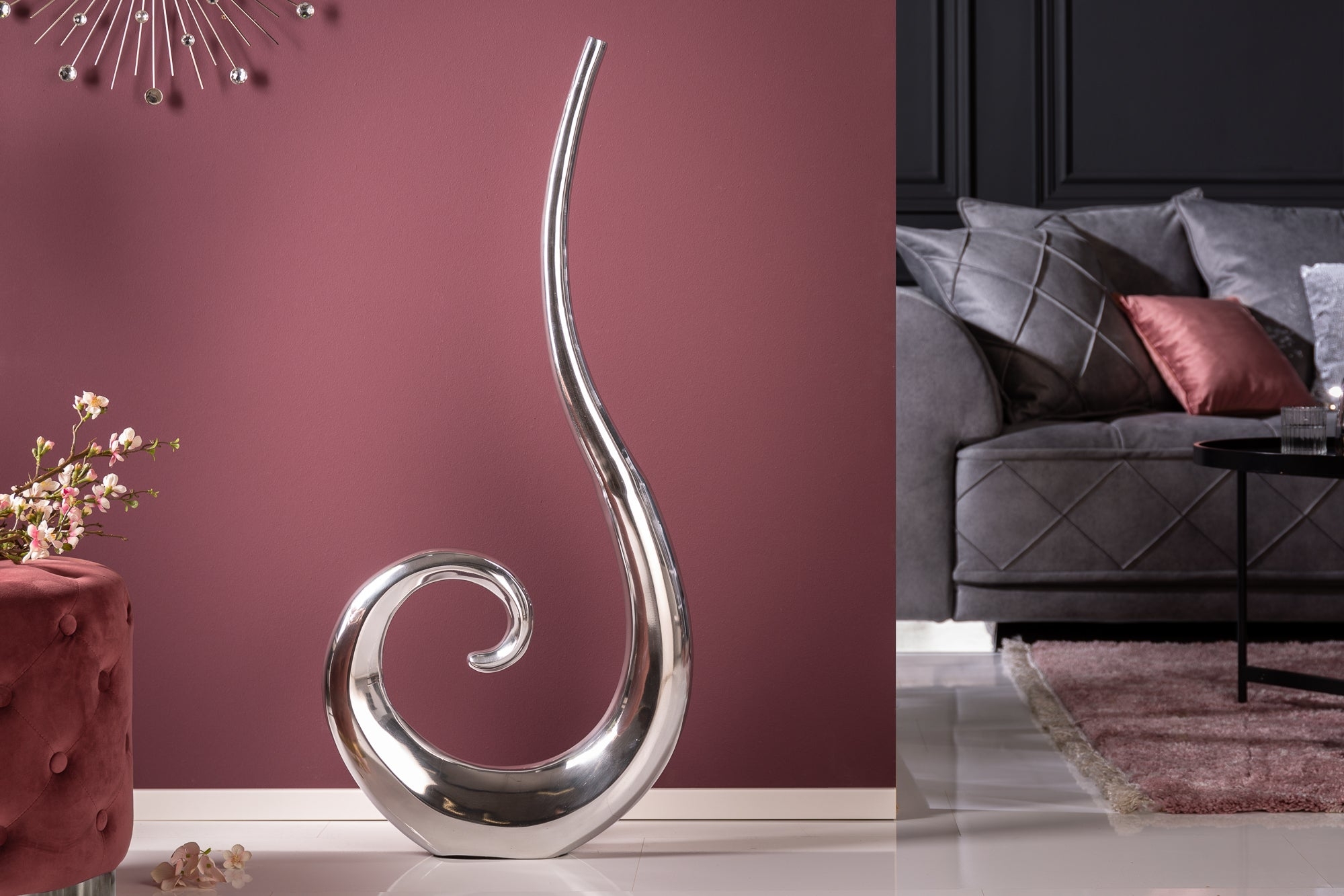 Vase Wave 106cm Metal Silver – Creation Furniture