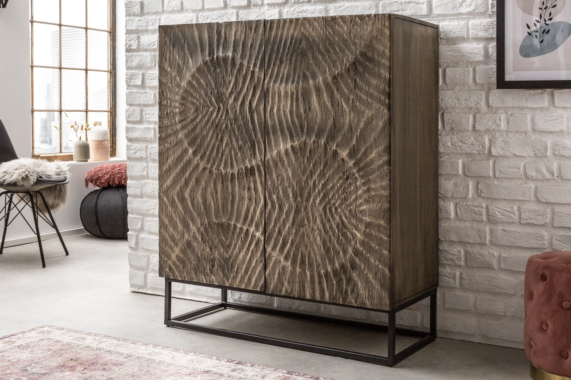 Cabinet Fossil 100cm Acacia Grey – Creation Furniture