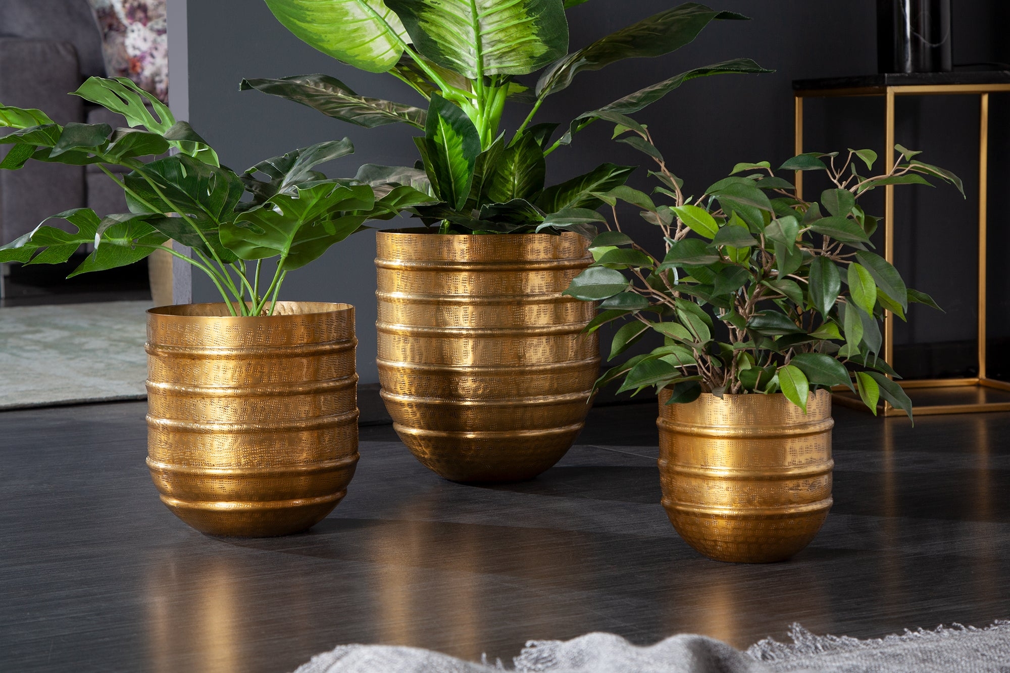 Flower Pots Mandala Gold – Set of 3 – Creation Furniture