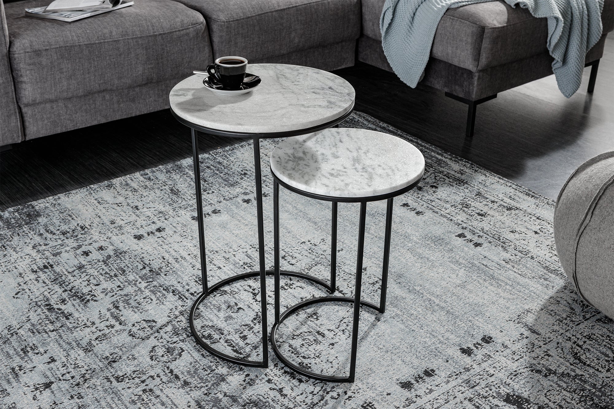 Side Table Elements Set of 2 Marble White – Creation Furniture