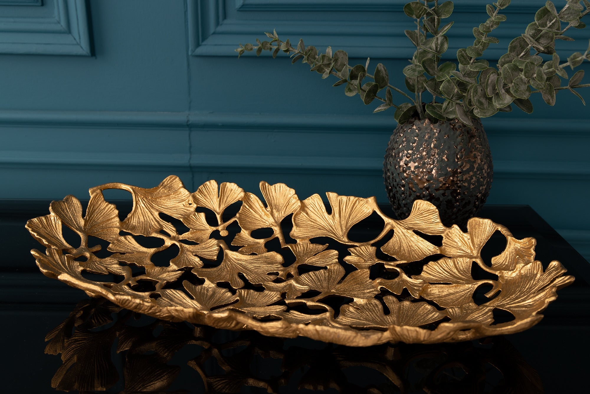 Decorative Bowl Ginkgo 40cm Metal Gold – Creation Furniture