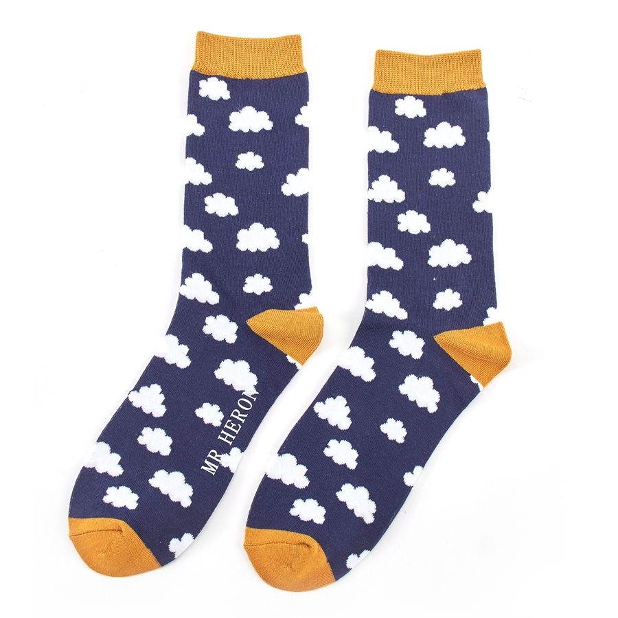 Men’s Bamboo Socks – Patterns Cloud / Navy – Socks – No96