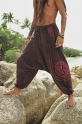 Harem Pants – Stonewash Ohm – Red – The Karmic Chameleon