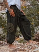 High Crotch Harem Pants – Stonewashed Ohm – Green – The Karmic Chameleon