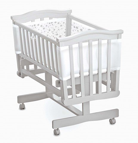 Breathable Baby – Mesh Crib Liner 4 Sided – Twinkle Grey – White / Grey – Polyester