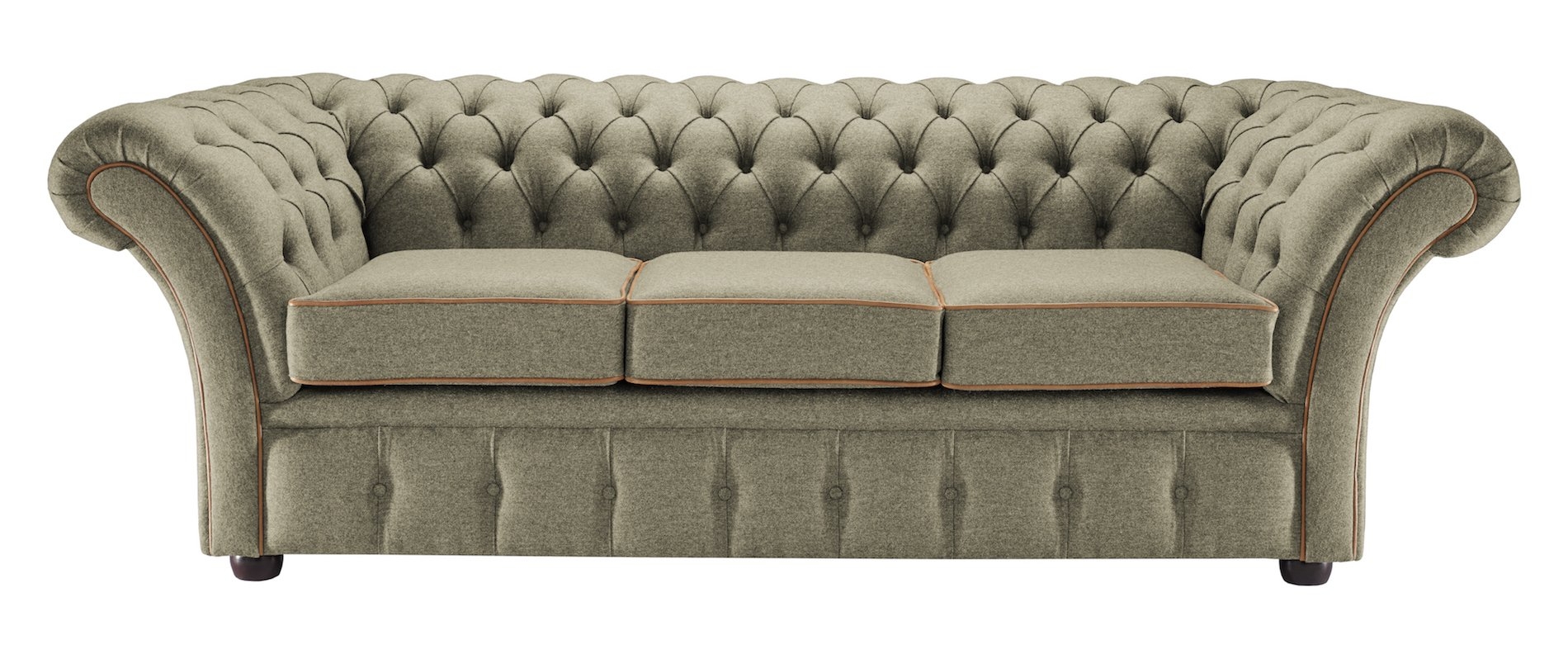Portabello – Stanhope Chesterfield Sofa – Slate Highland Wool 4 Seater – High Quality Wool – Grey – Chesterfield – 4 Seater 257 X 83 X 88 cm