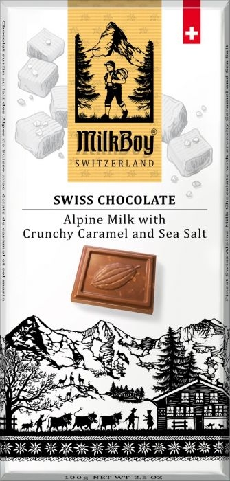 Milk Boy Swiss Chocolate – Milk Sea Salt Caramel 100g – Confection Affection