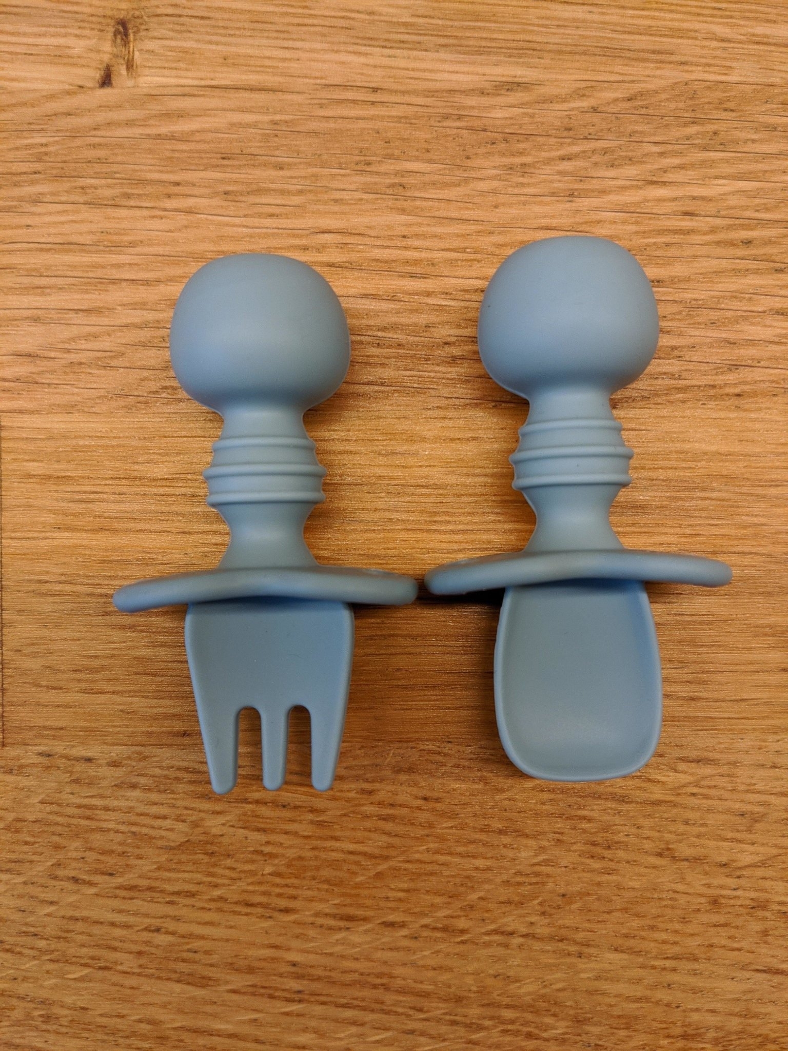 Mini Spoon Fork Set Blue Ether – Children’s Silicone Tableware – Tiny Roo