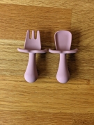 Mini Spoon Fork Set Dusty Pink – Children’s Silicone Tableware – Tiny Roo
