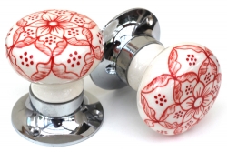 Knobbles & Bobbles – Mortice Door Knobs – Moroccan – Door Furniture – Red / Silver – Ceramic / Metal – 6cm – Set Of 2 – Variant 5535