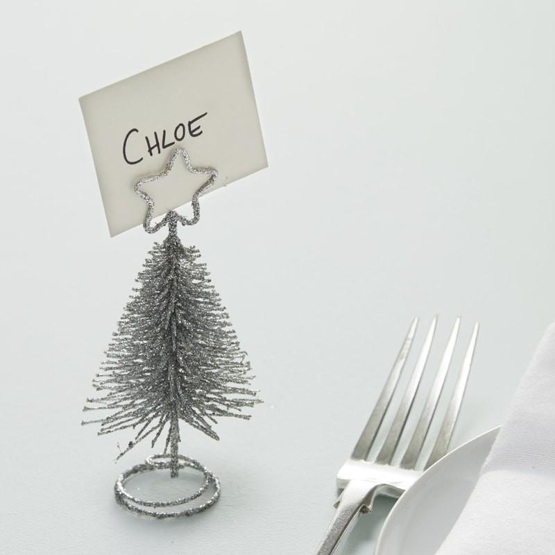 Ginger Ray – Silver Glitter Tree Place Cards – Silver – Party Supplies