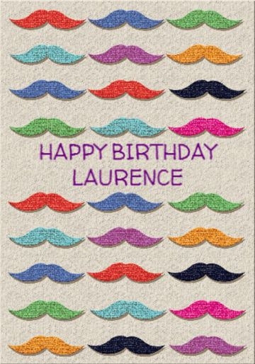 Multi Coloured Moustaches Birthday Card
