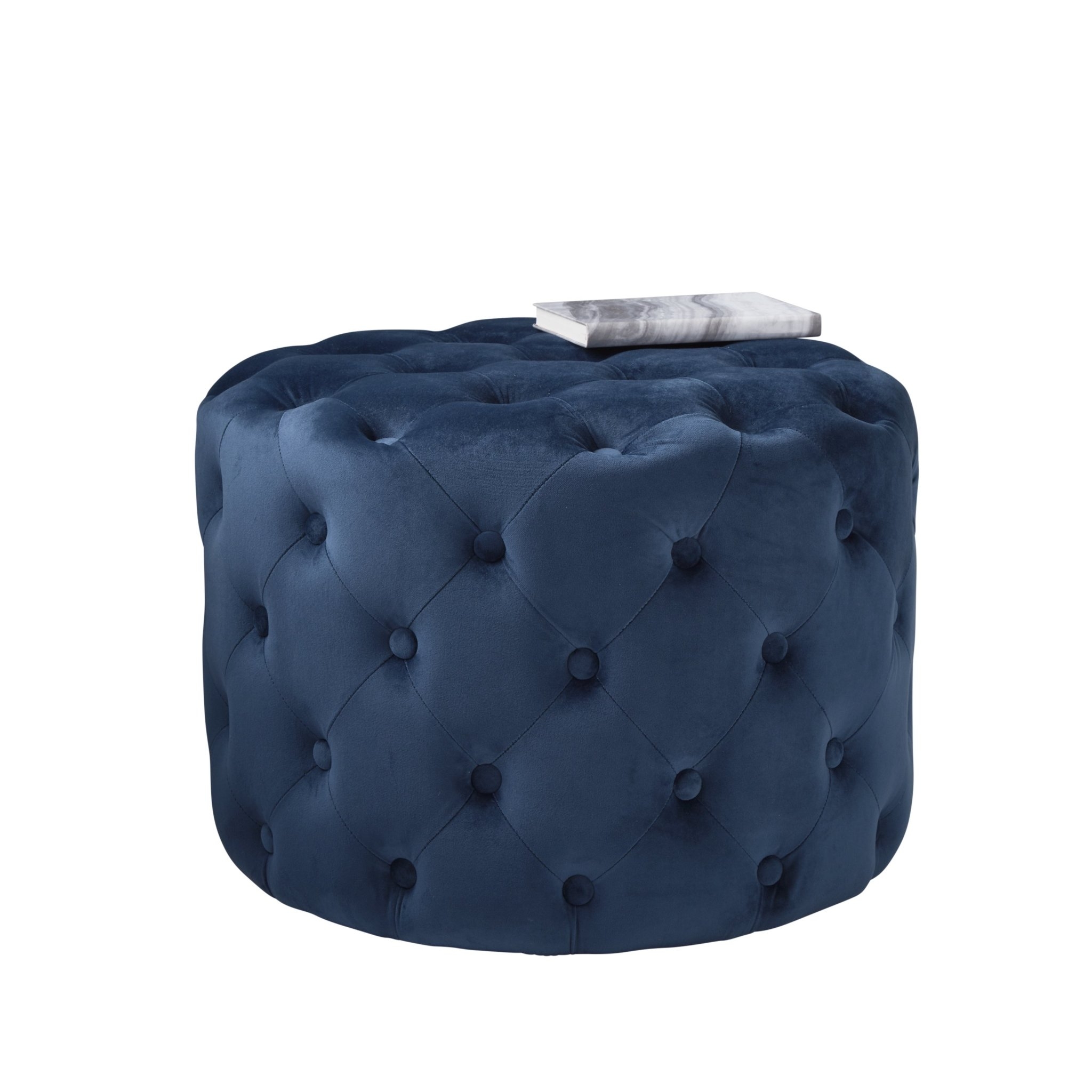 Native Home & Lifestyle Pouffe in Blue Tufted Velvet 60 x 60 x 42cm – Furniture & Homeware – The Luxe Home