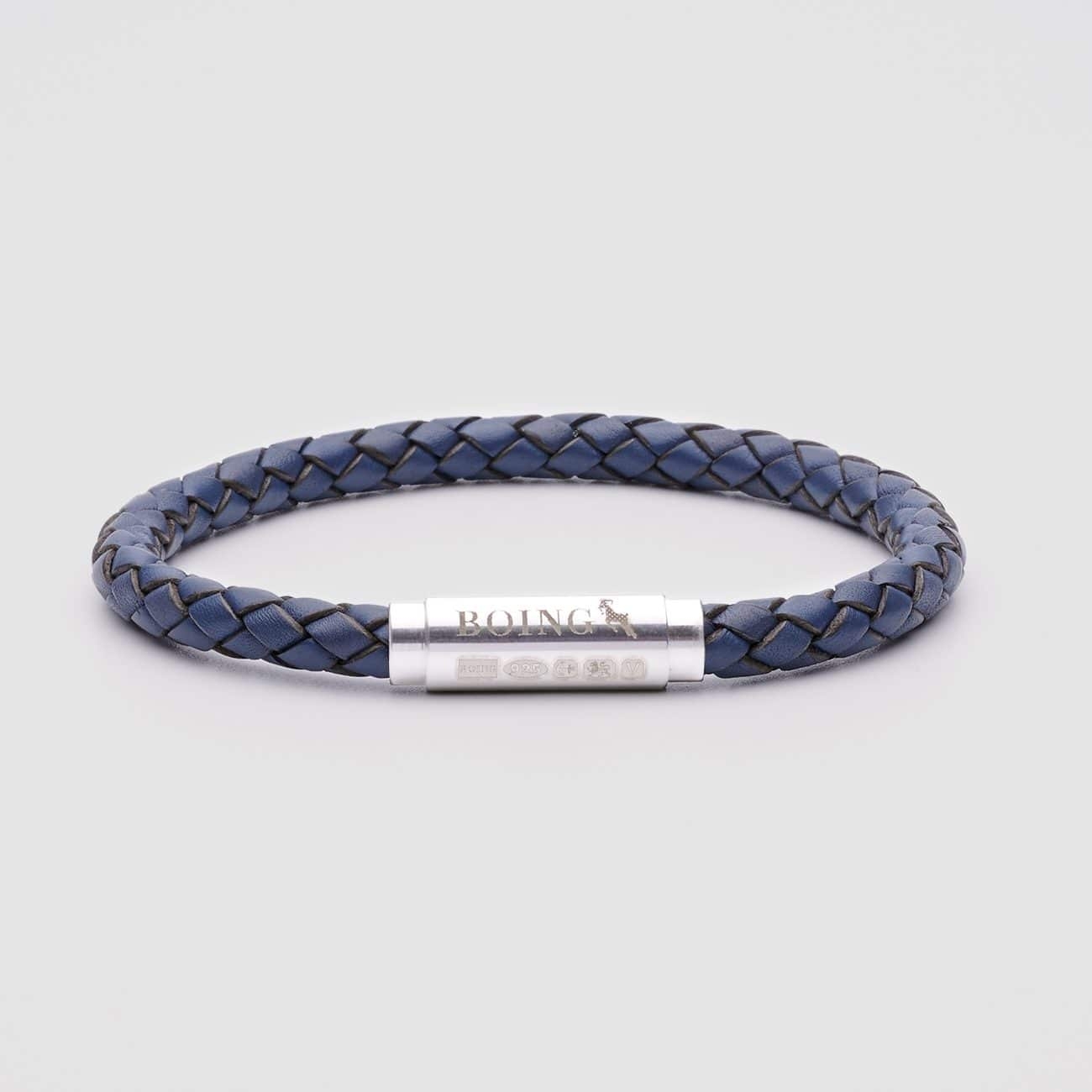 Blue Skinny Leather – Silver – Single Wrap – Boing Apparel- Boing Jewellery