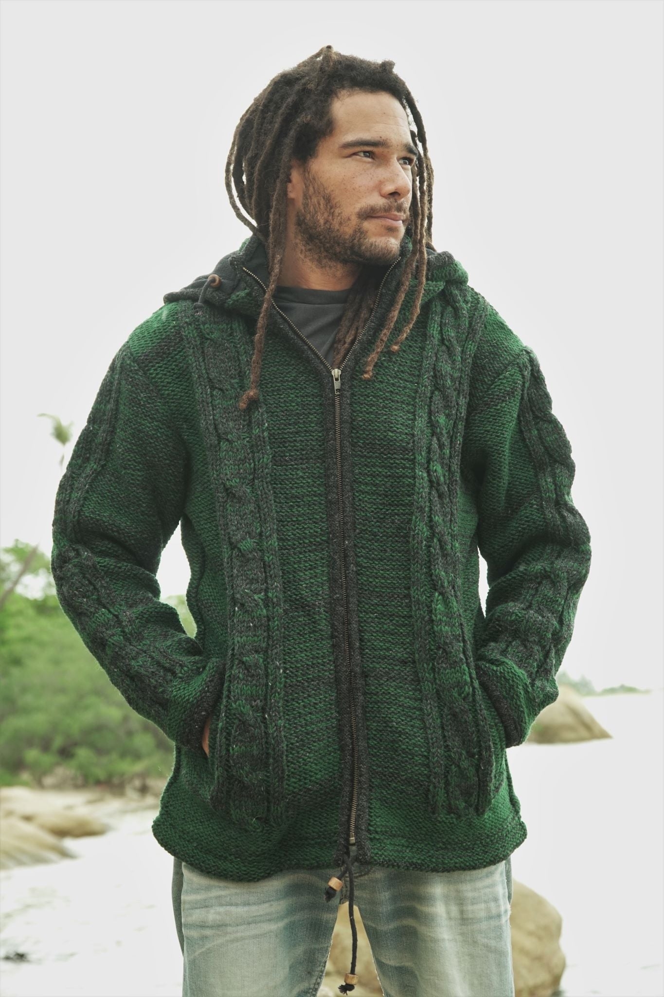 Wool Jacket – Aran – Green – Medium – The Karmic Chameleon