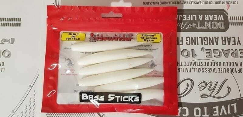 NEW Sidewinder Bass Sticks – 4″ 10g – Bone White
