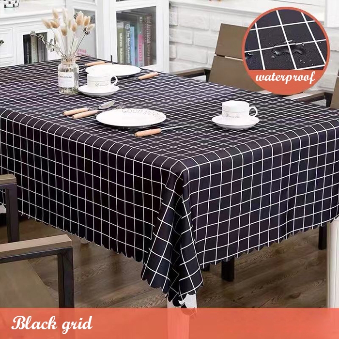 Large Wipe Clean PVC Waterproof Table Cloth – Rectangle130cm*180cm, Black grid
